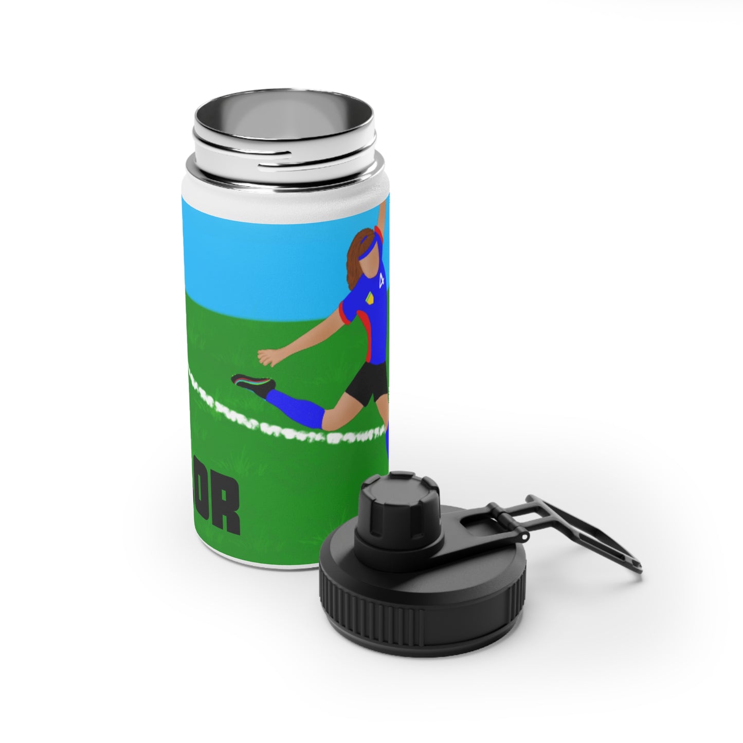 Active Cutie Soccer Stainless Steel Water Bottle (PICK YOUR SKIN TONE)