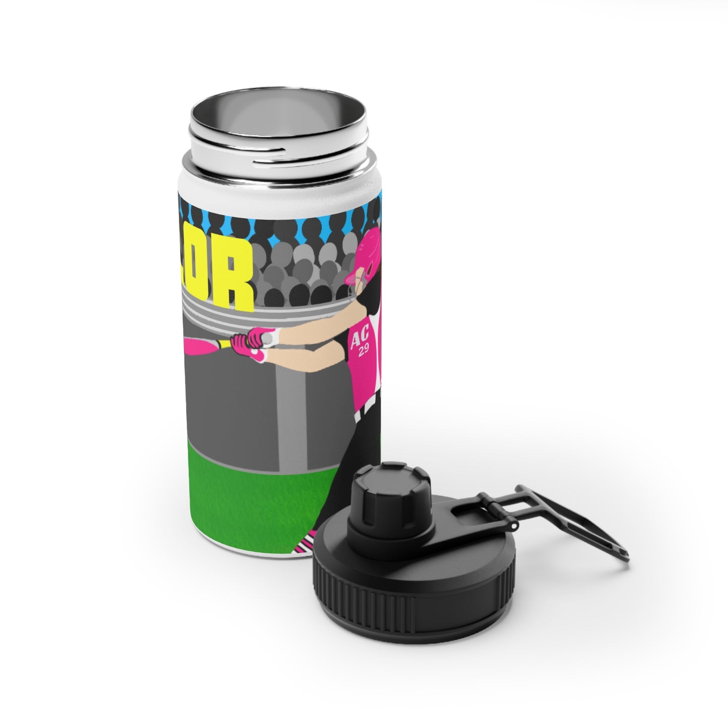 Active Cutie Softball Stainless Steel Water Bottle (PICK YOUR SKIN TONE)