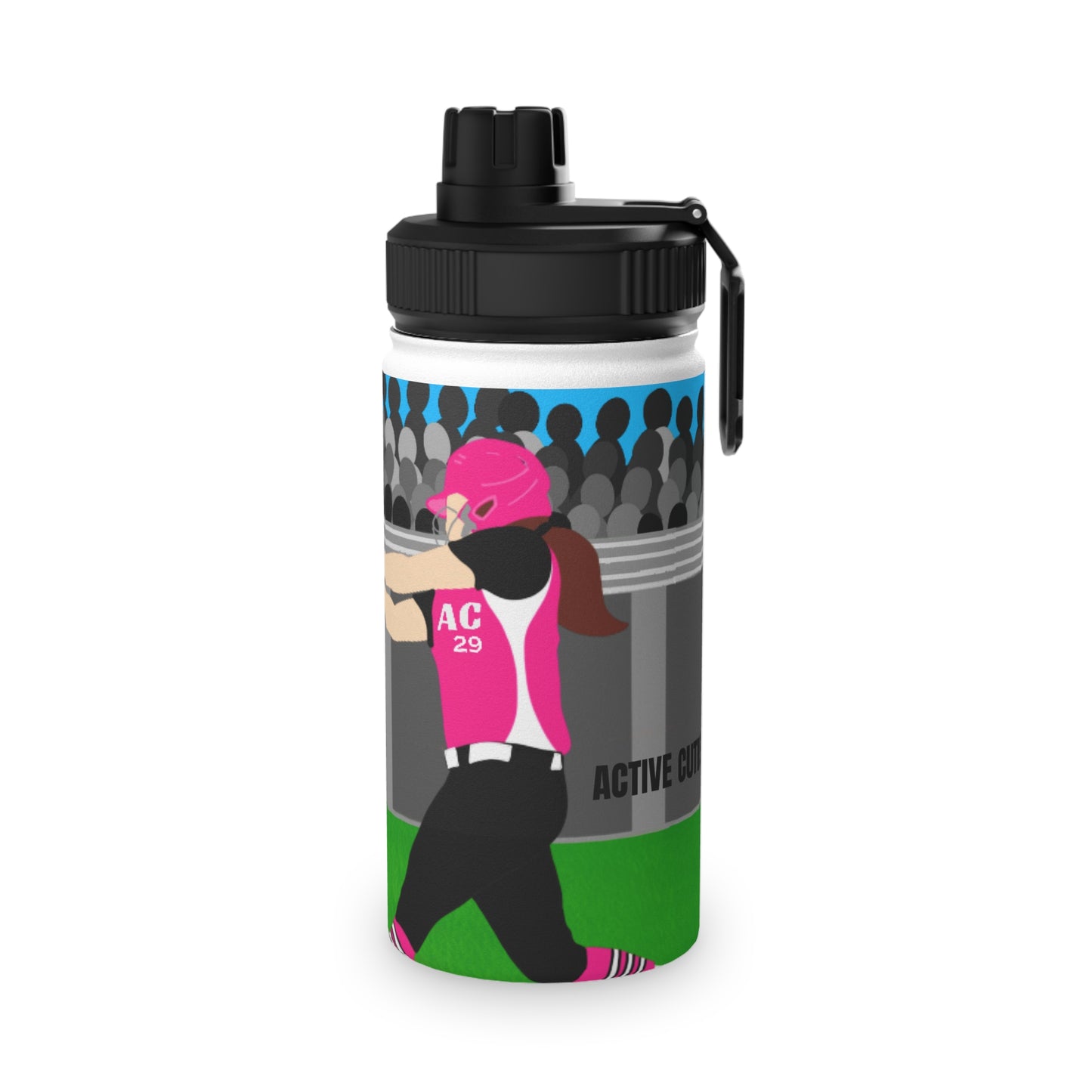 Active Cutie Softball Stainless Steel Water Bottle (PICK YOUR SKIN TONE)
