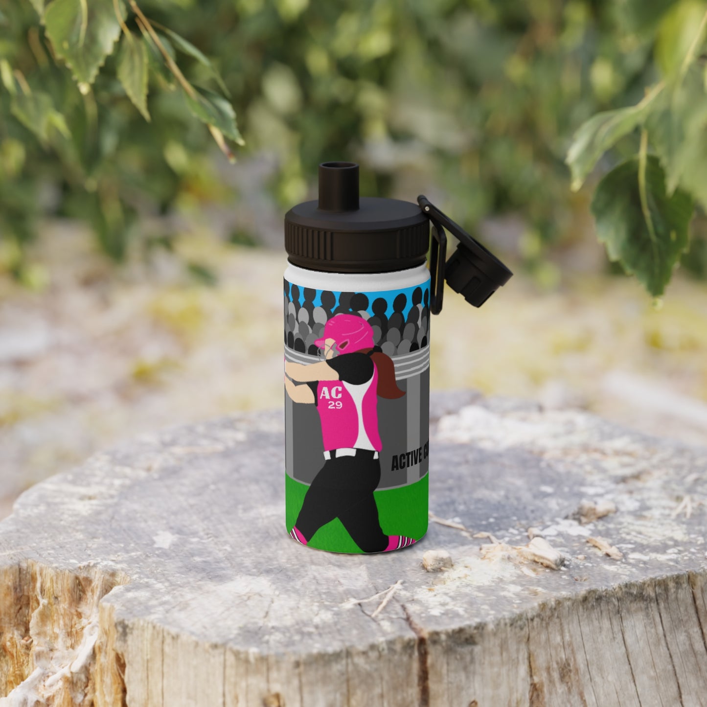 Active Cutie Softball Stainless Steel Water Bottle (PICK YOUR SKIN TONE)