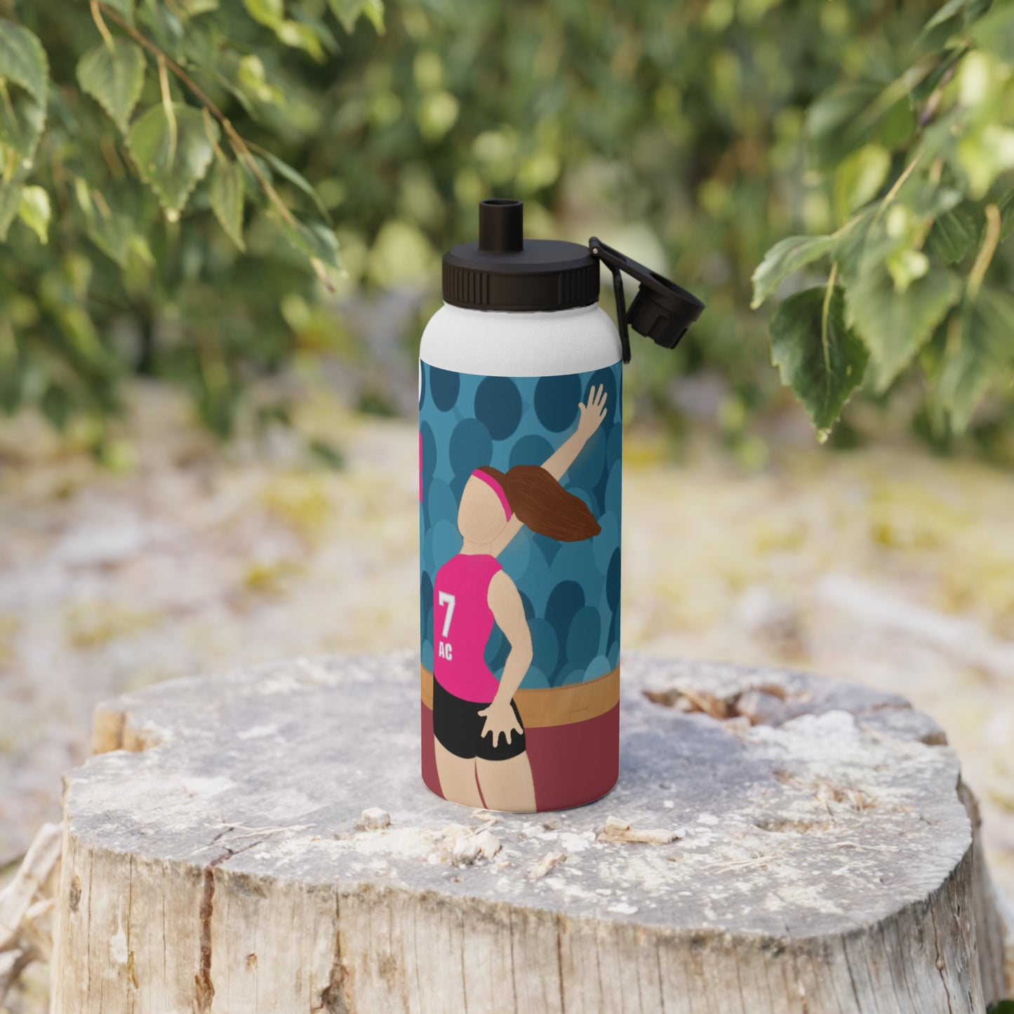 Active Cutie Volleyball Stainless Steel Water Bottle (PICK YOUR SKIN TONE)