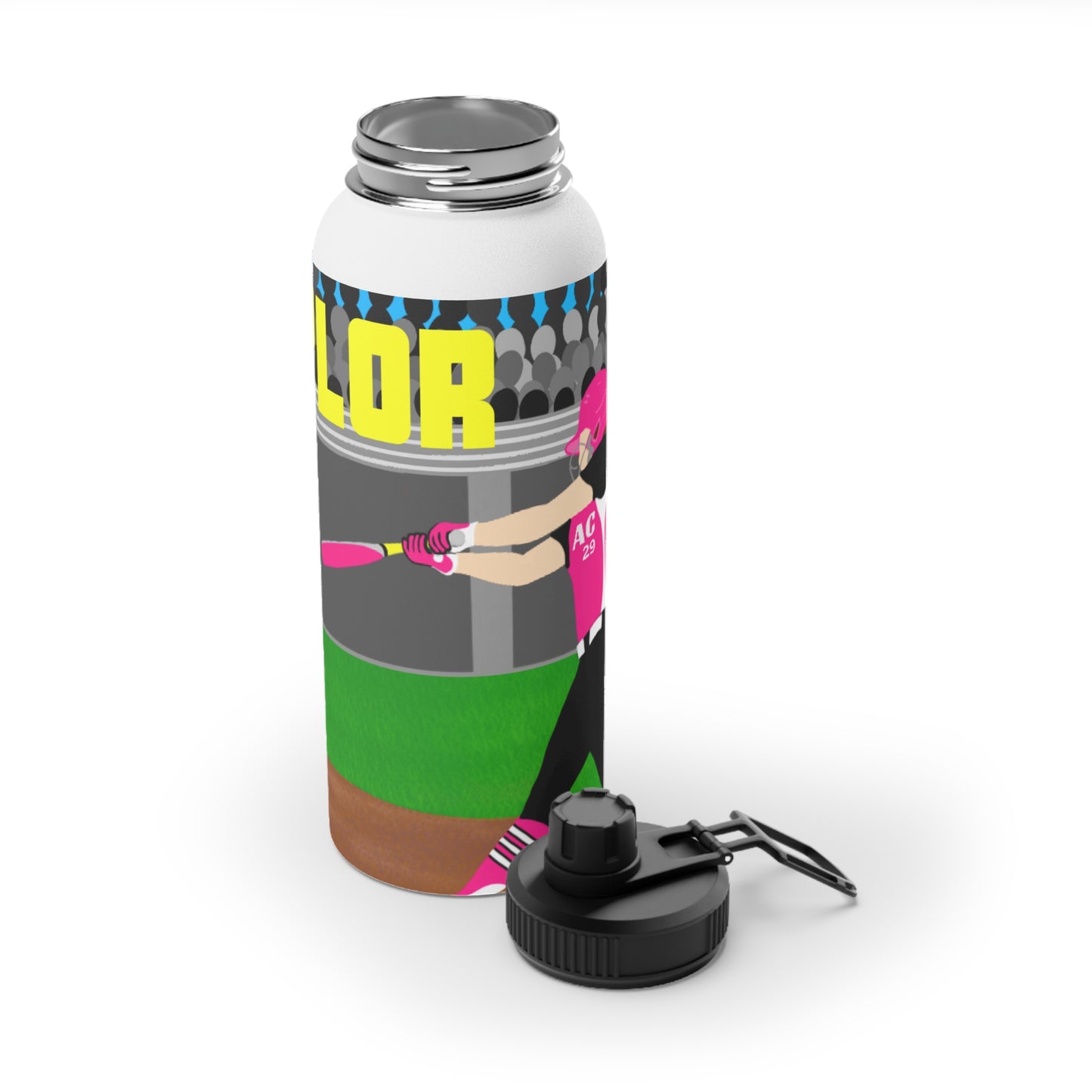 Active Cutie Softball Stainless Steel Water Bottle (PICK YOUR SKIN TONE)