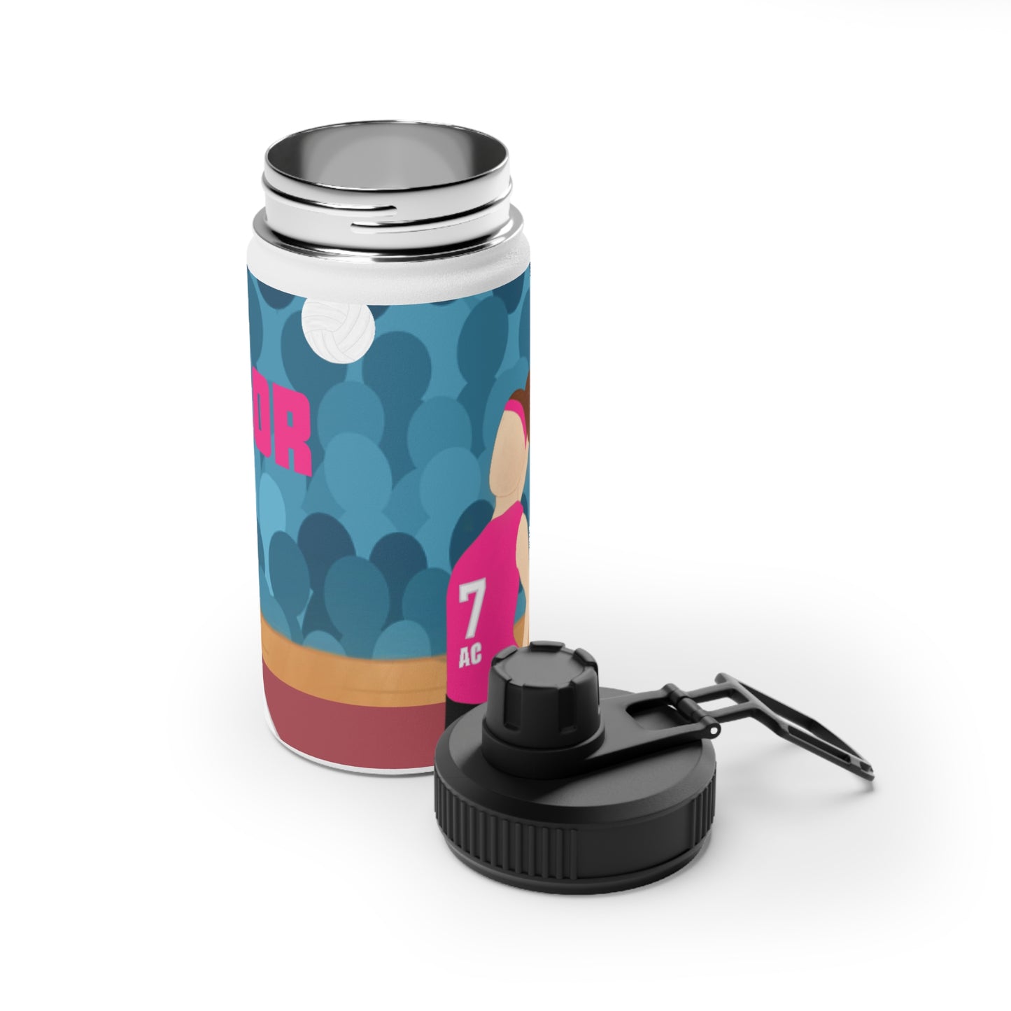 Active Cutie Volleyball Stainless Steel Water Bottle (PICK YOUR SKIN TONE)