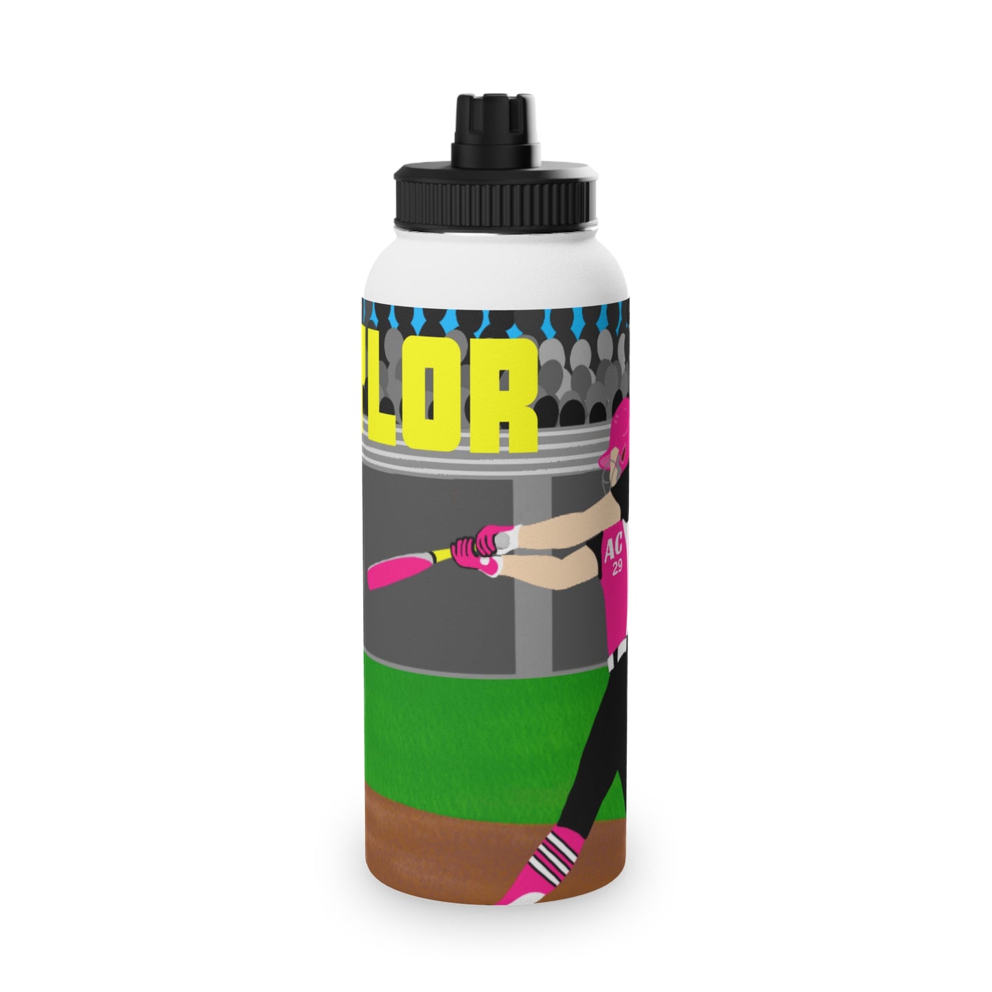 Active Cutie Softball Stainless Steel Water Bottle (PICK YOUR SKIN TONE)
