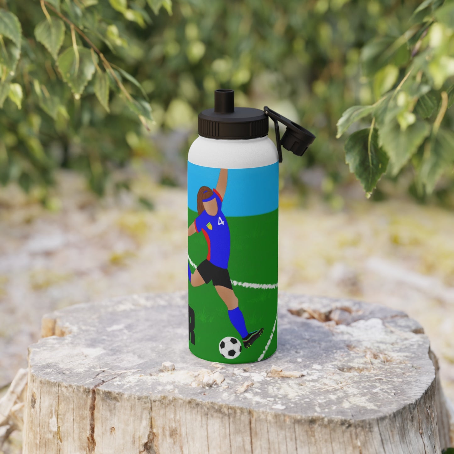Active Cutie Soccer Stainless Steel Water Bottle (PICK YOUR SKIN TONE)