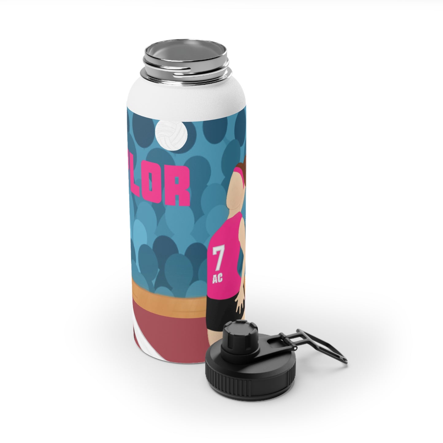 Active Cutie Volleyball Stainless Steel Water Bottle (PICK YOUR SKIN TONE)