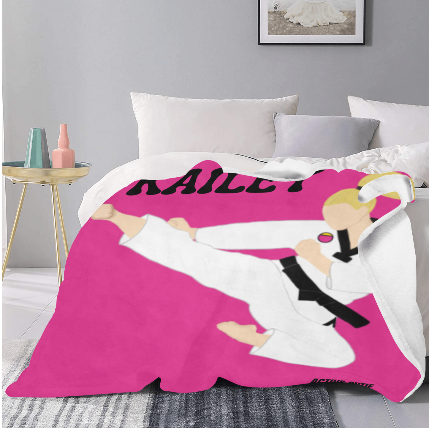 Active Cutie Taekwondo Martial Arts Ultra-Soft Fleece Blanket (PICK YOUR SKIN TONE)