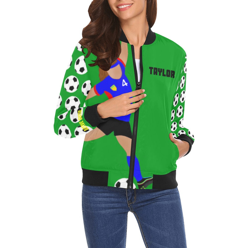 Active Cutie Soccer Women's Bomber Jacket (PICK YOUR SKIN TONE)