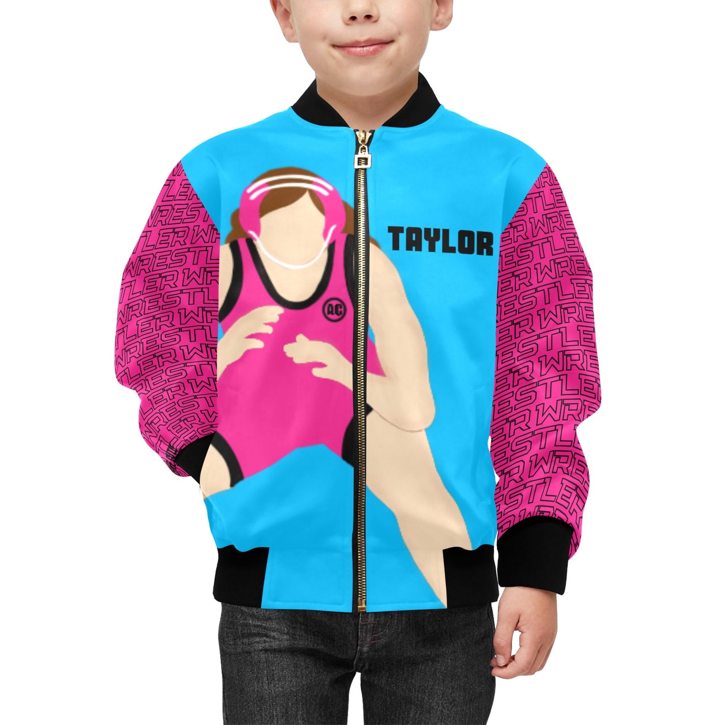 Active Cutie Wrestling Kids' Bomber Jacket (PICK YOUR SKIN TONE)