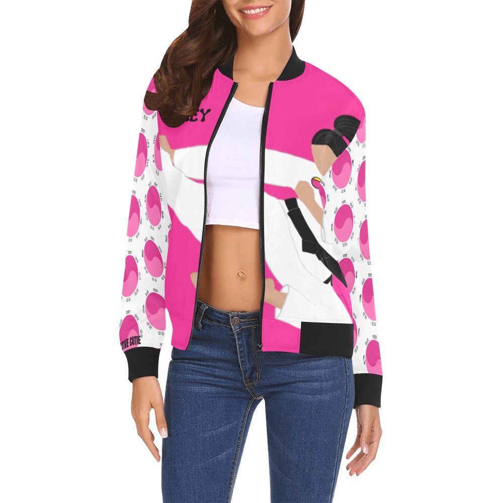 Active Cutie Martial Arts Taekwondo Women's Bomber Jacket (PICK YOUR SKIN TONE)
