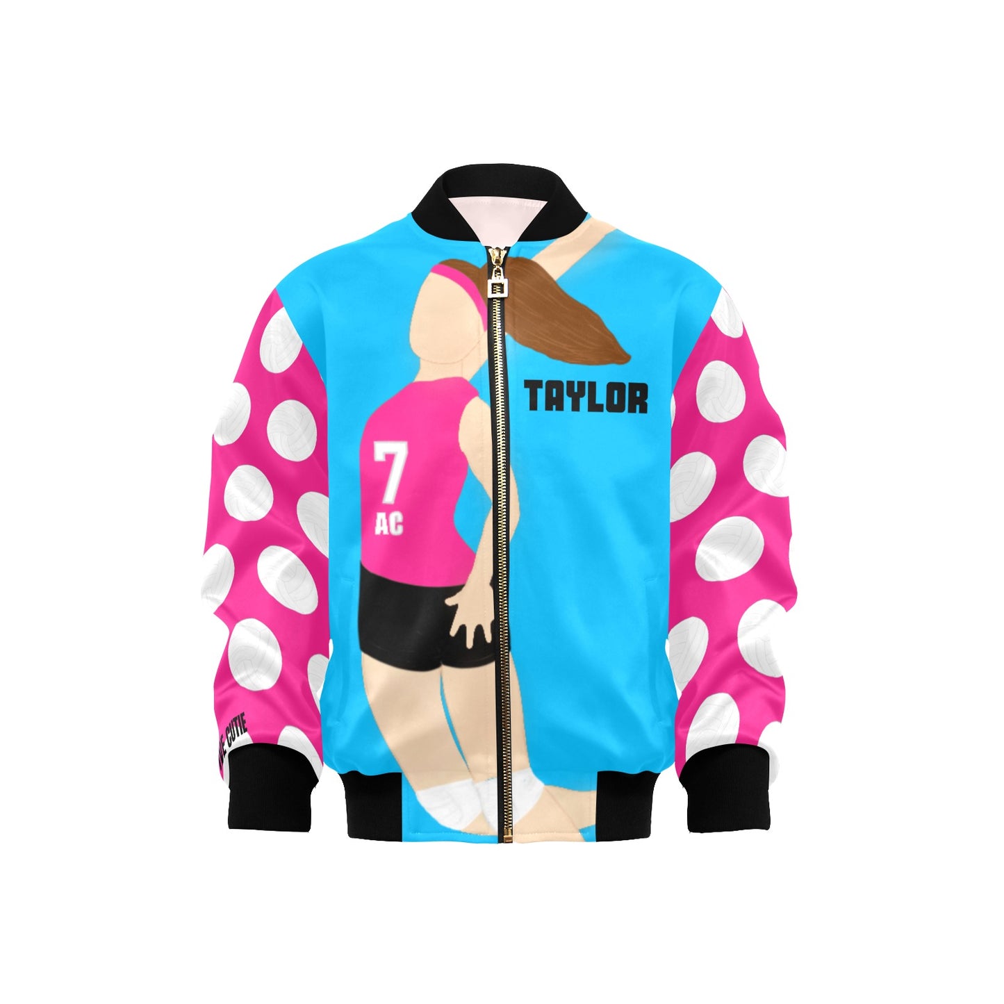 Active Cutie Volleyball Kid's Bomber Jacket (PICK YOUR SKIN TONE)