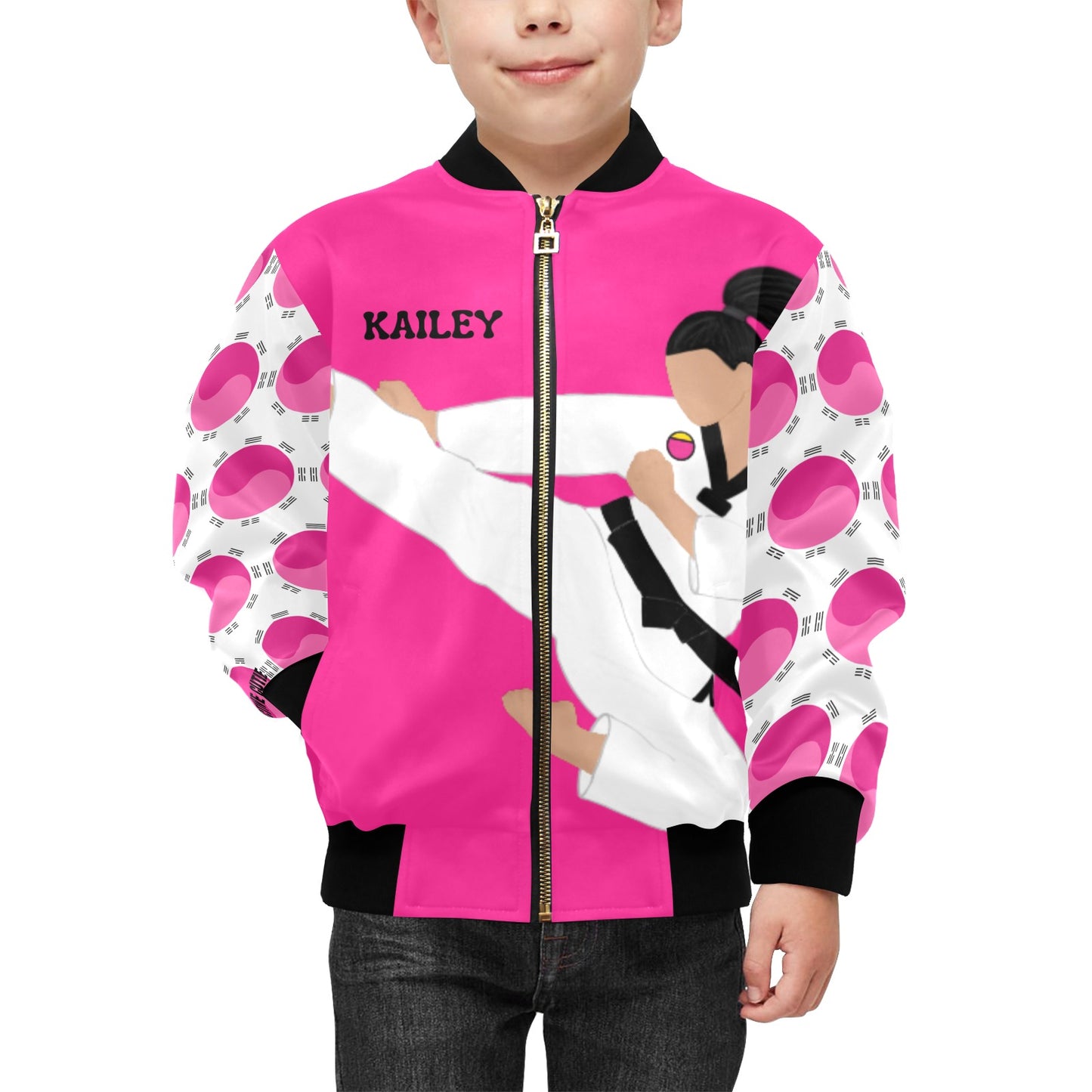 Active Cutie Taekwondo Martial Arts Kid's Bomber Jacket (PICK YOUR SKIN TONE)
