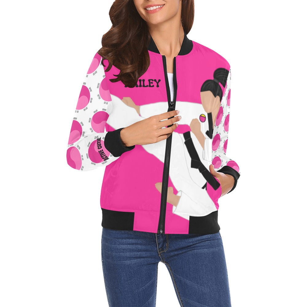 Active Cutie Martial Arts Taekwondo Women's Bomber Jacket (PICK YOUR SKIN TONE)