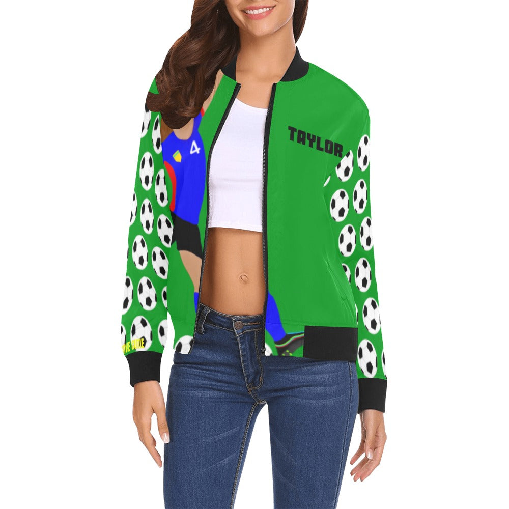Active Cutie Soccer Women's Bomber Jacket (PICK YOUR SKIN TONE)