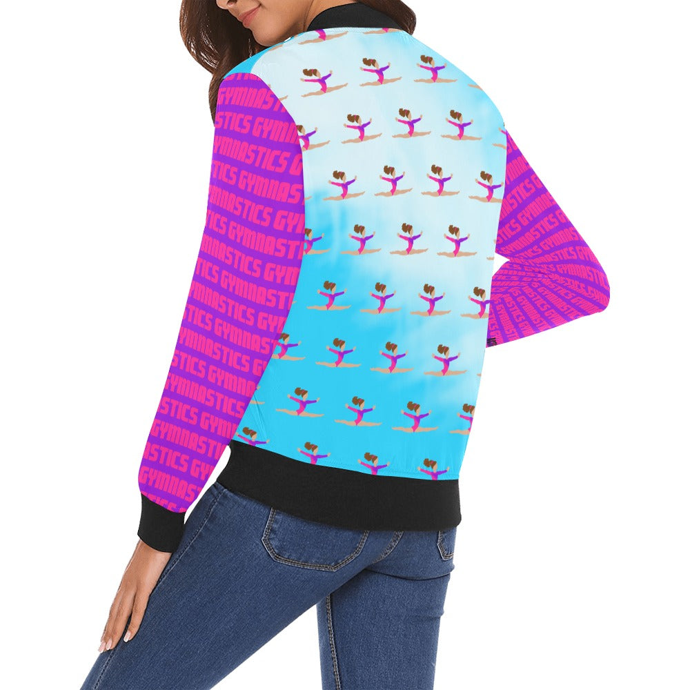 Active Cutie Gymnastics Women's Bomber Jacket (PICK YOUR SKIN TONE)