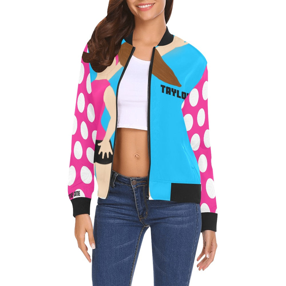 Active Cutie Volleyball Women's Bomber Jacket (PICK YOUR SKIN TONE)