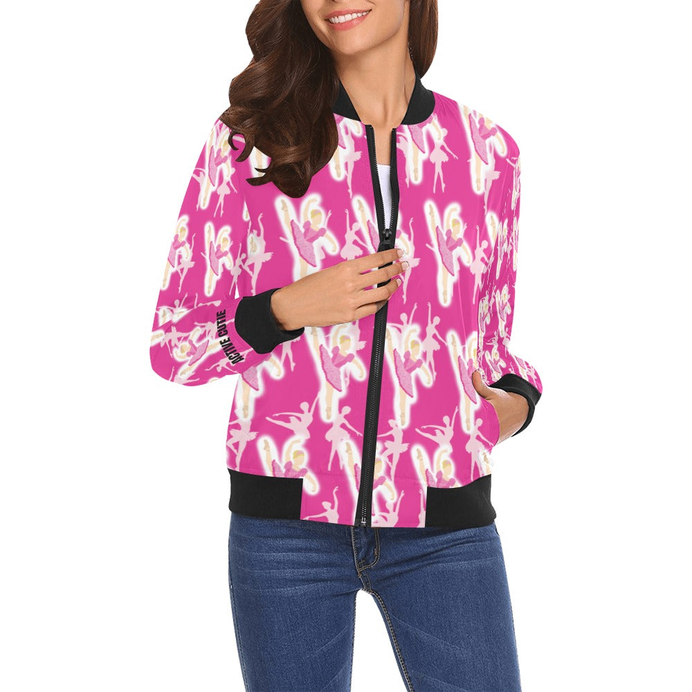 Active Cutie Ballet/Dance Women's Bomber Jacket (PICK YOUR SKIN TONE)