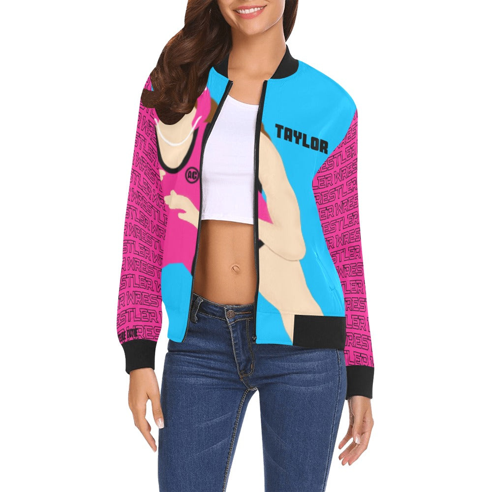 Active Cutie Wrestling Women's Bomber Jacket (PICK YOUR SKIN TONE)