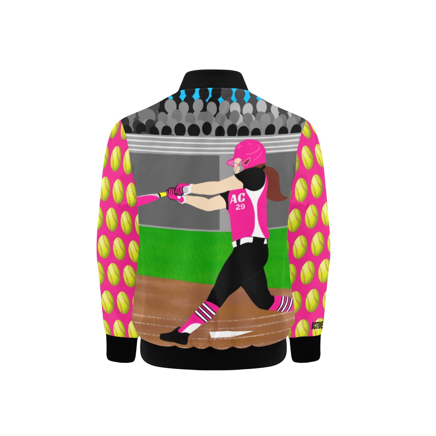 Active Cutie Softball Kid's Bomber Jacket (PICK YOUR SKIN TONE)
