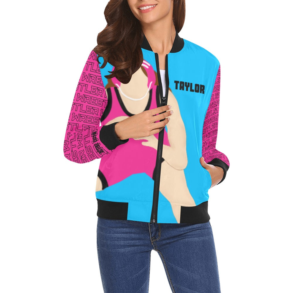 Active Cutie Wrestling Women's Bomber Jacket (PICK YOUR SKIN TONE)