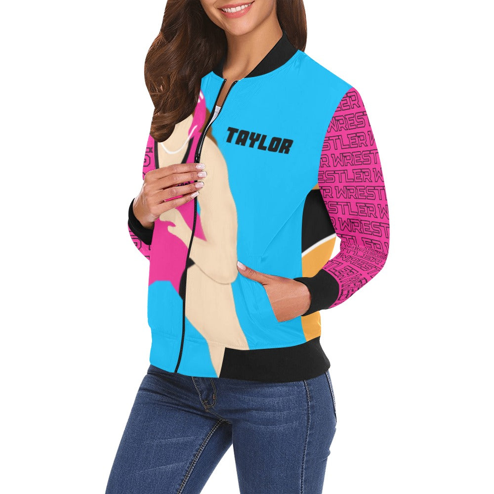 Active Cutie Wrestling Women's Bomber Jacket (PICK YOUR SKIN TONE)