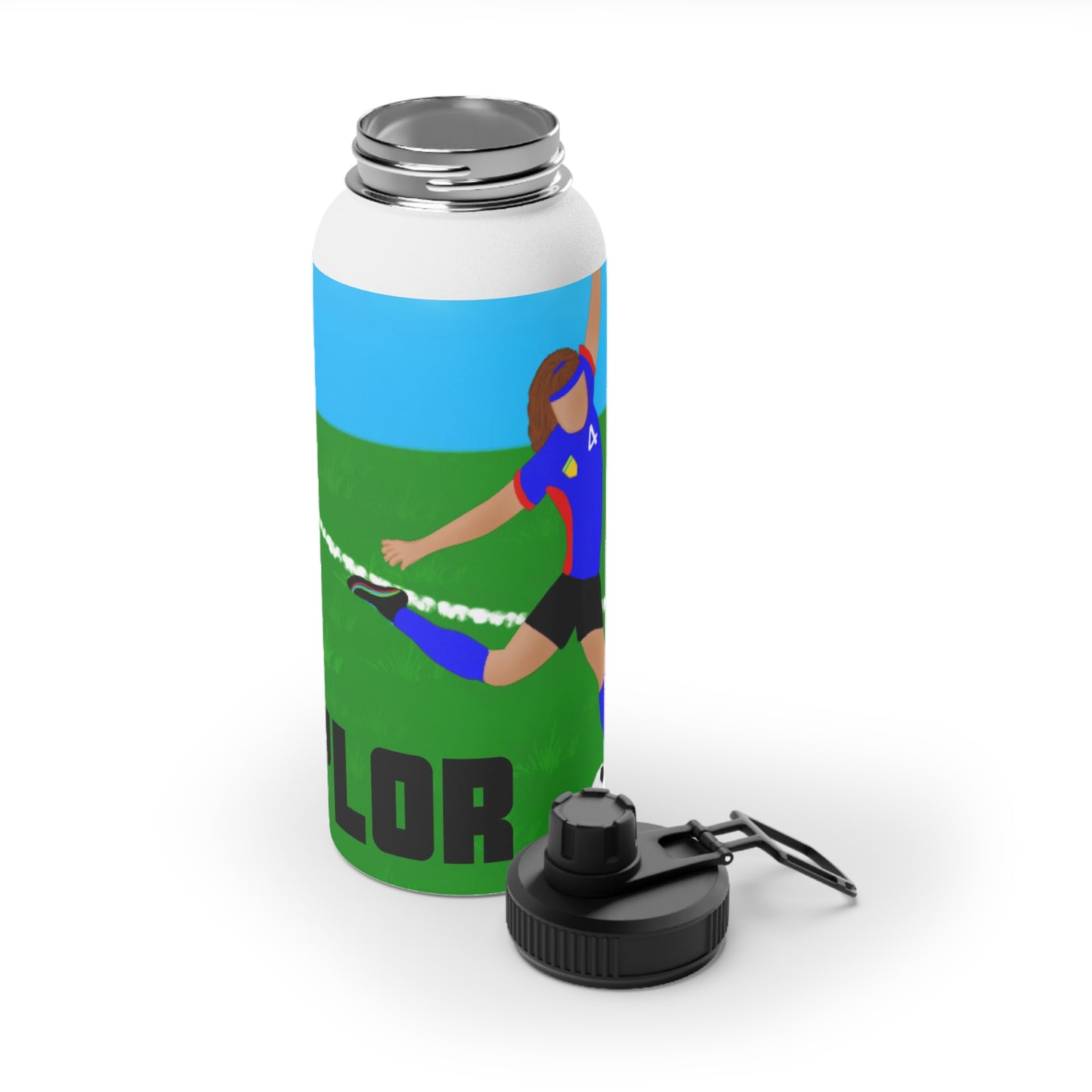 Active Cutie Soccer Stainless Steel Water Bottle (PICK YOUR SKIN TONE)