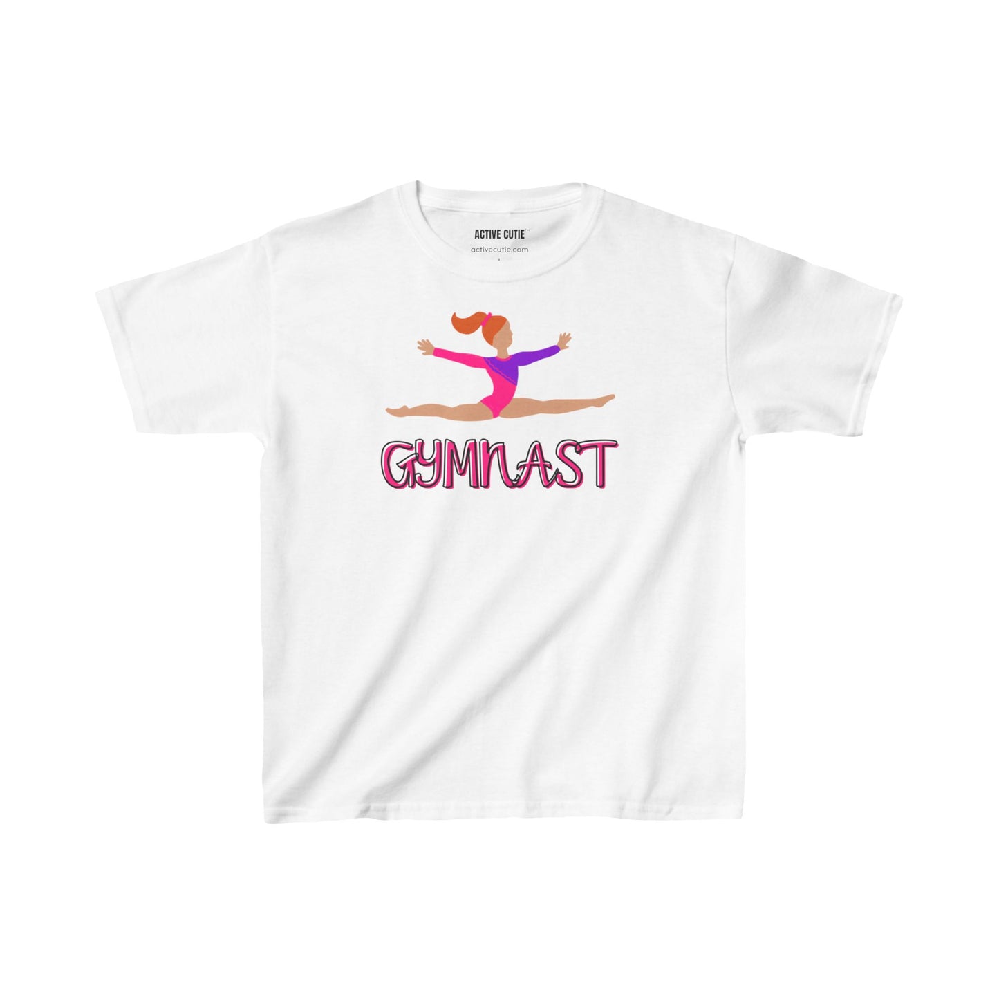 Active Cutie Gymnast Gymnastics Youth Cotton Tee- (PICK SKIN TONE)