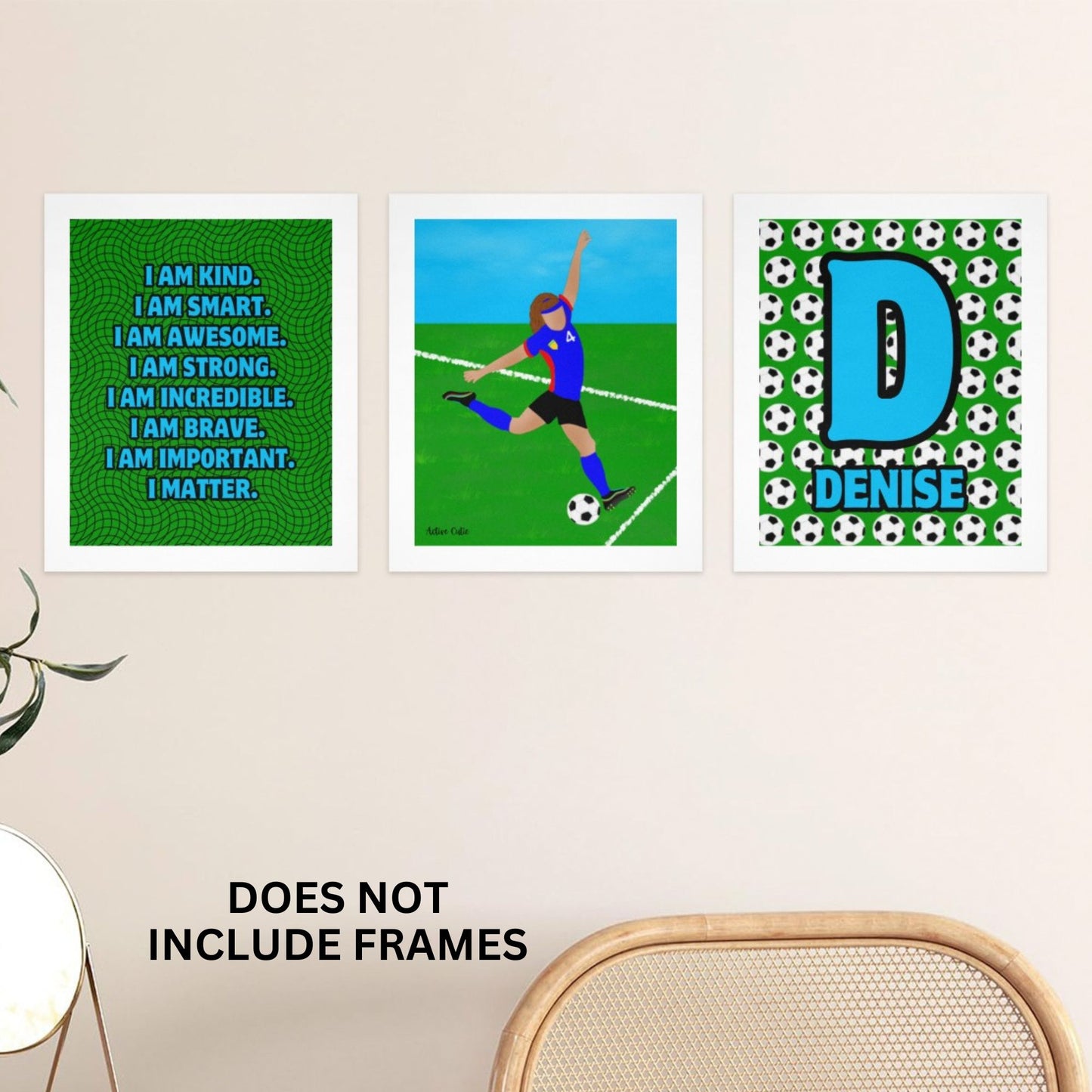 Active Cutie Affirmations Wall Art Collage Soccer (PICK SKIN TONE)