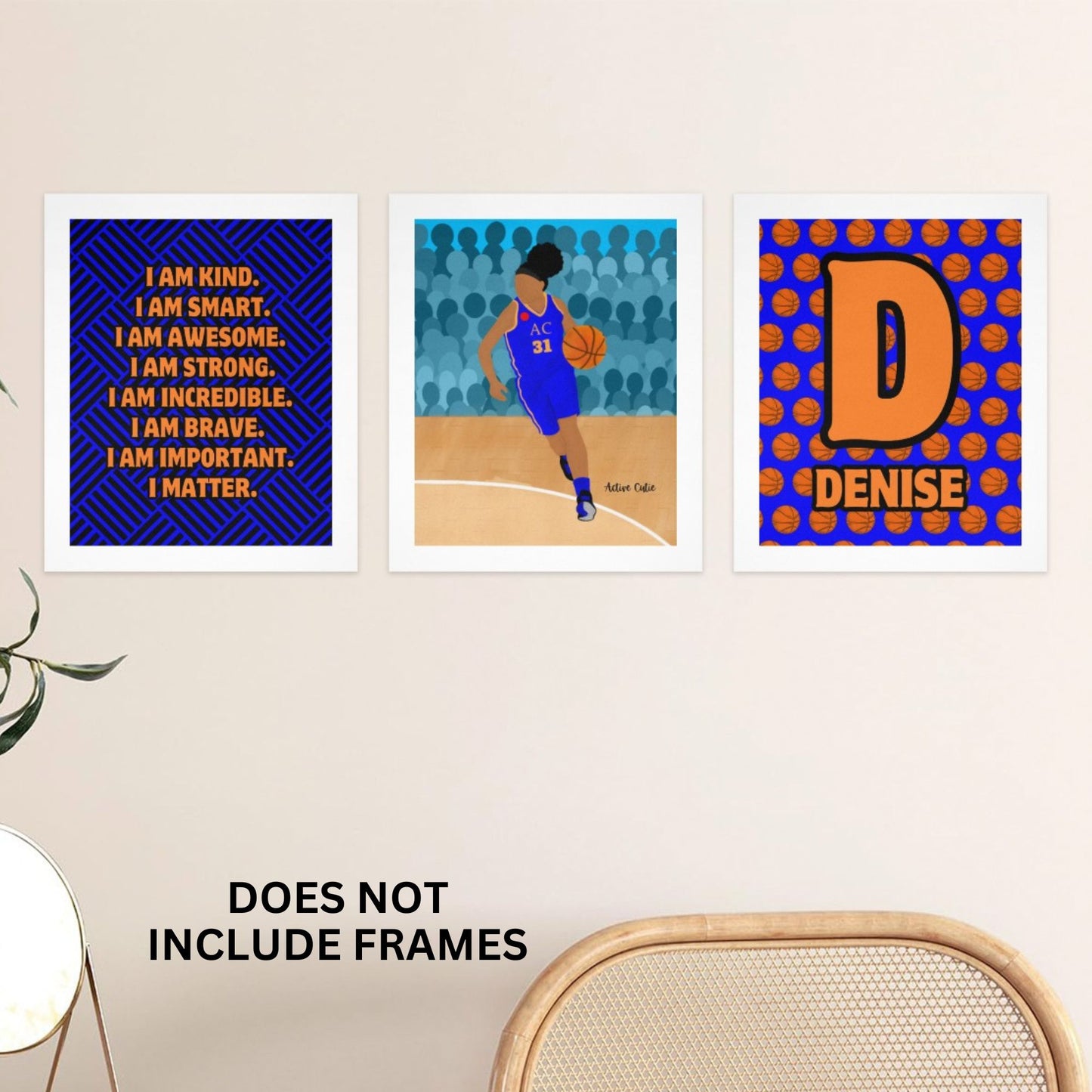 Active Cutie Affirmations Wall Art Collage Basketball (PICK SKIN TONE)