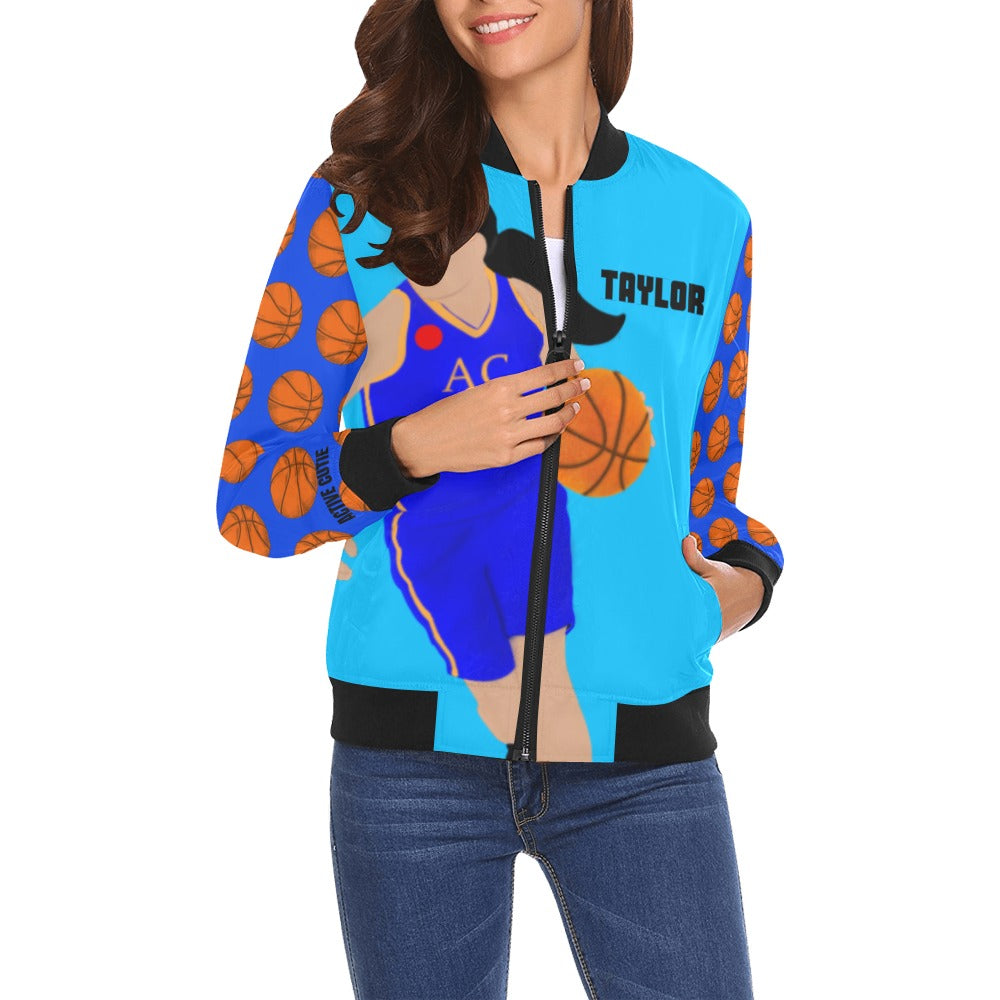 Active Cutie Basketball Women's Bomber Jacket (PICK YOUR SKIN TONE)