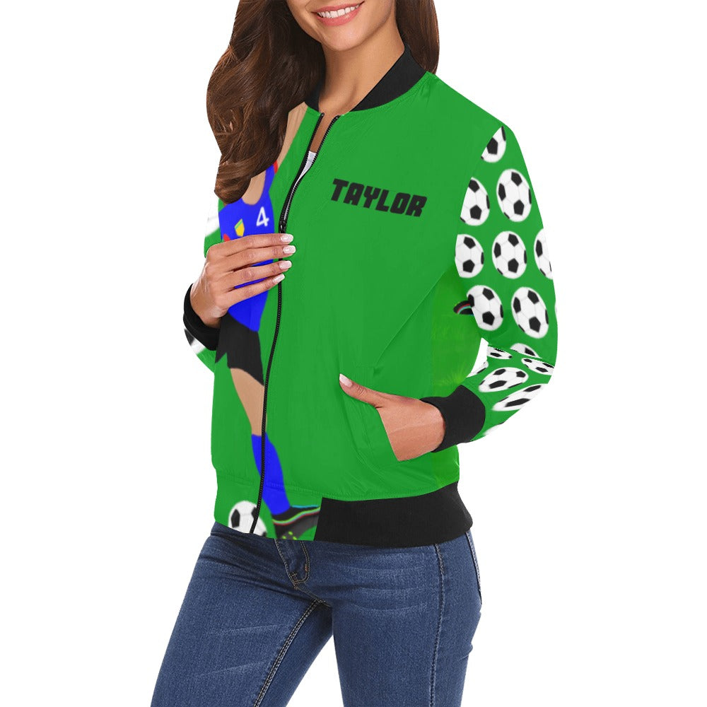 Active Cutie Soccer Women's Bomber Jacket (PICK YOUR SKIN TONE)
