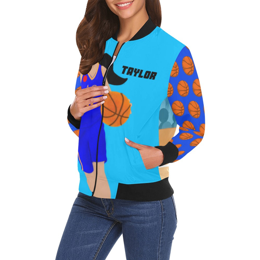 Active Cutie Basketball Women's Bomber Jacket (PICK YOUR SKIN TONE)