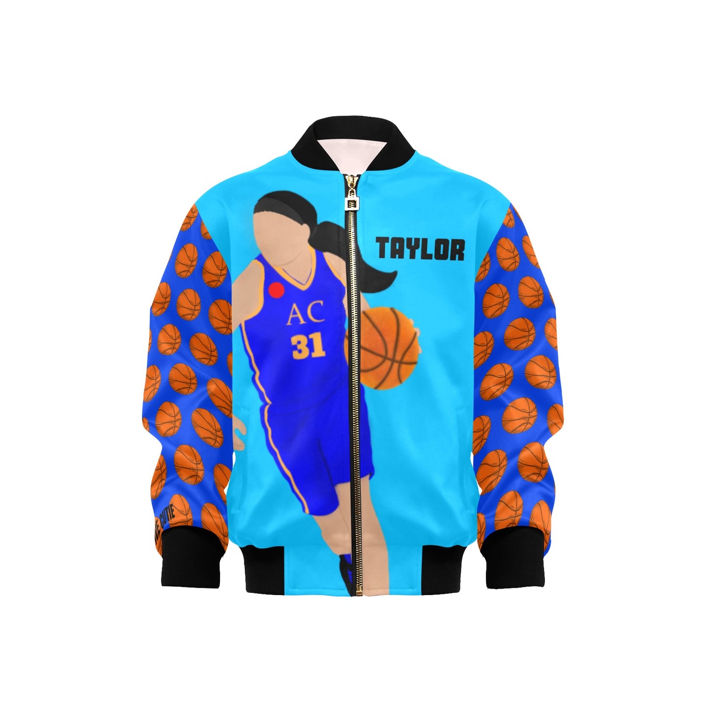 Active Cutie Basketball Kid's Bomber Jacket (PICK YOUR SKIN TONE)