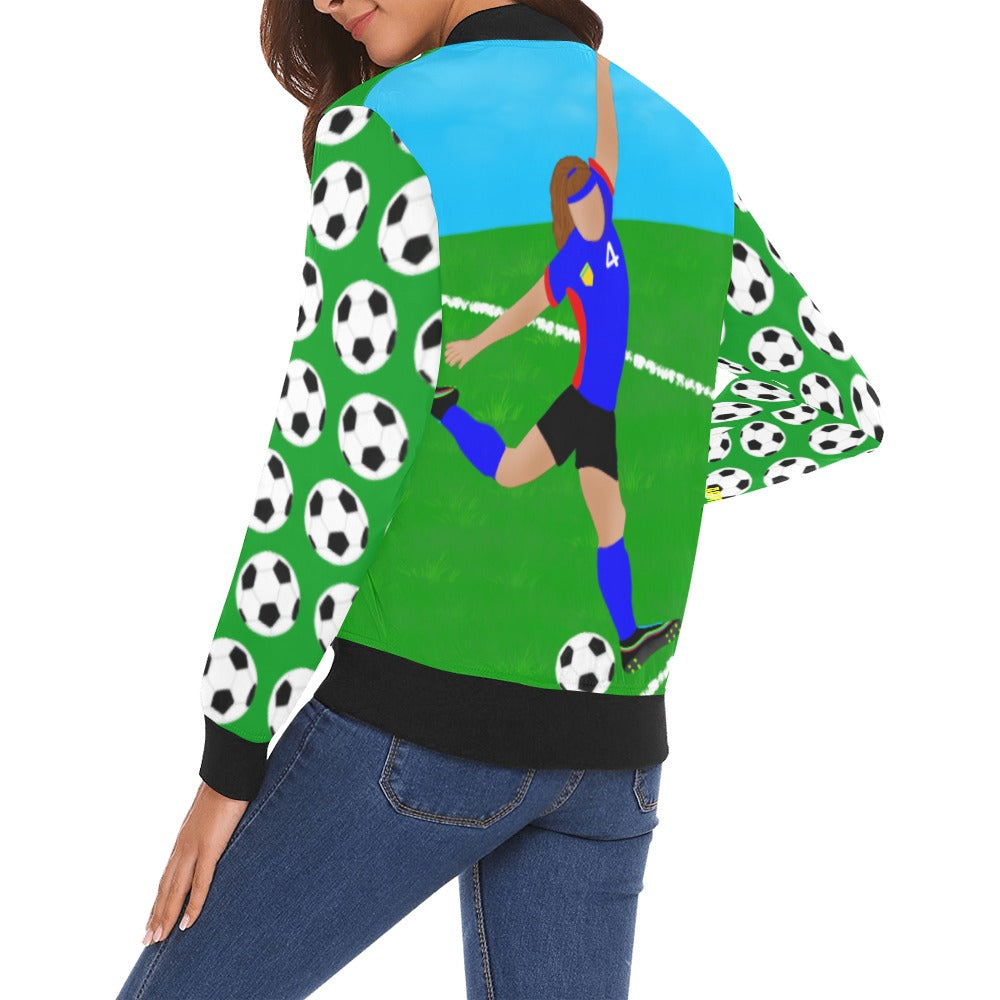 Active Cutie Soccer Women's Bomber Jacket (PICK YOUR SKIN TONE)