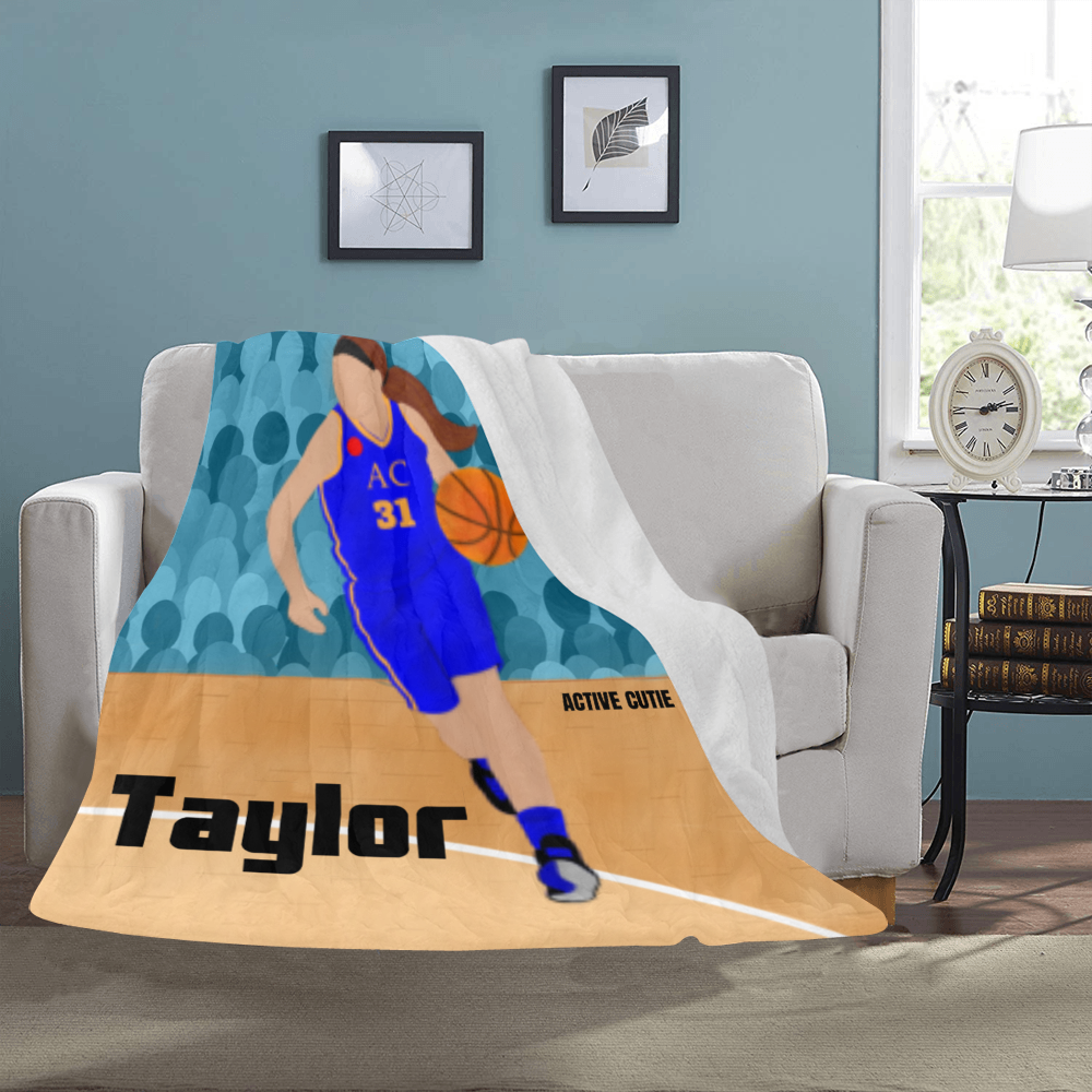 Active Cutie Basketball Ultra-Soft Fleece Blanket (PICK YOUR SKIN TONE)