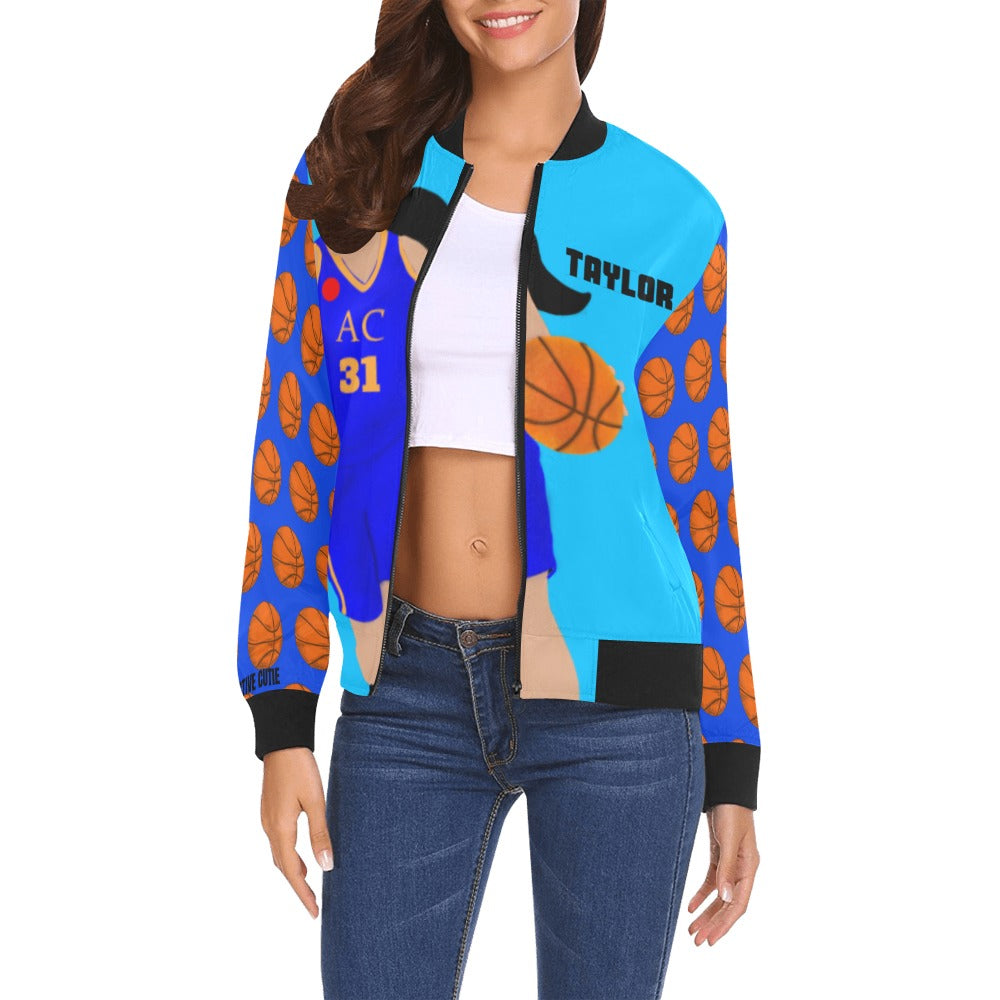 Active Cutie Basketball Women's Bomber Jacket (PICK YOUR SKIN TONE)