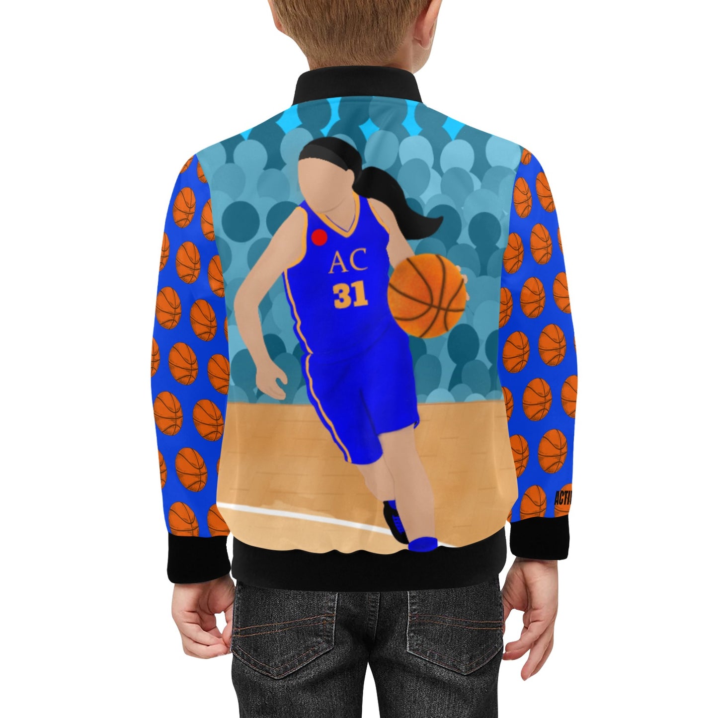 Active Cutie Basketball Kid's Bomber Jacket (PICK YOUR SKIN TONE)