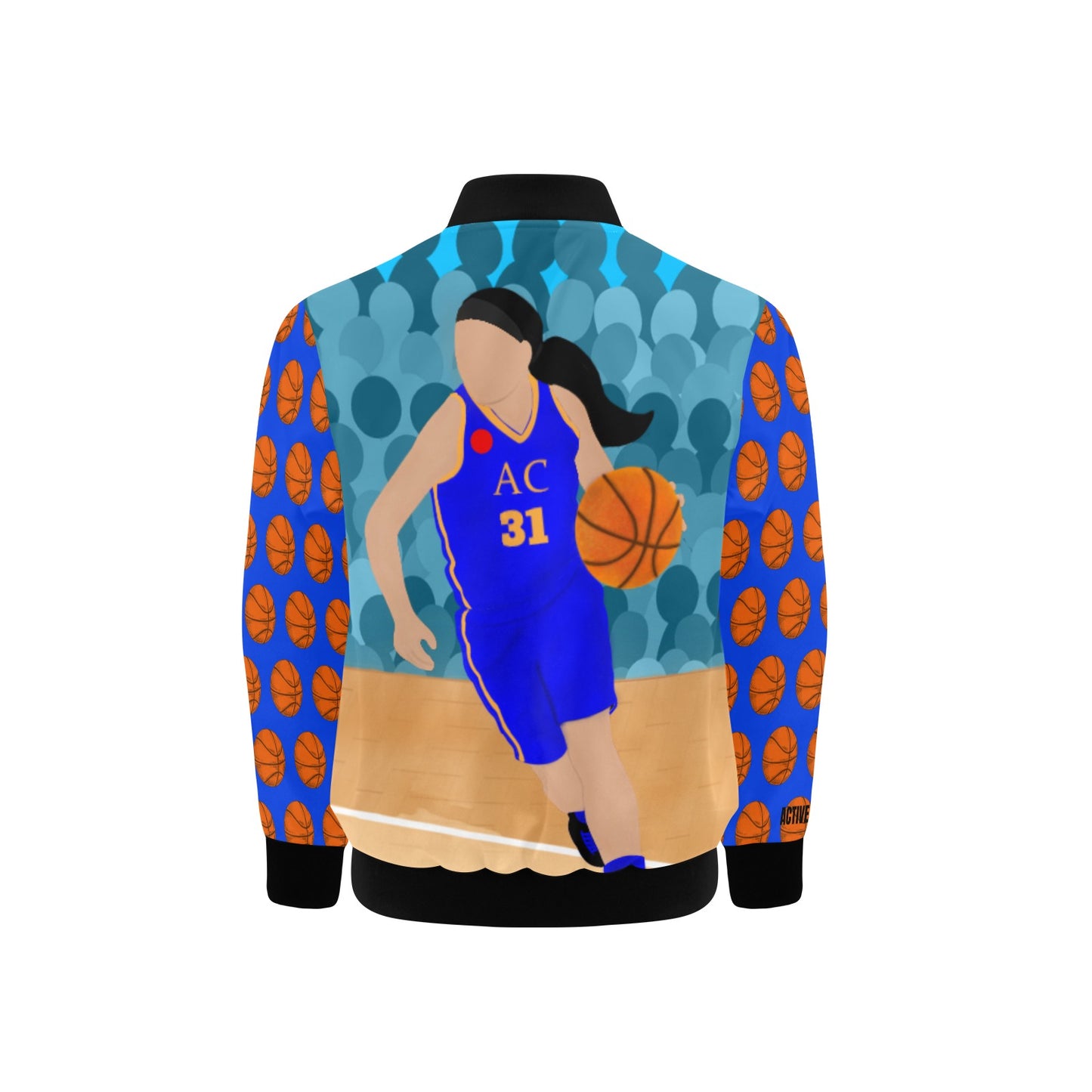 Active Cutie Basketball Kid's Bomber Jacket (PICK YOUR SKIN TONE)