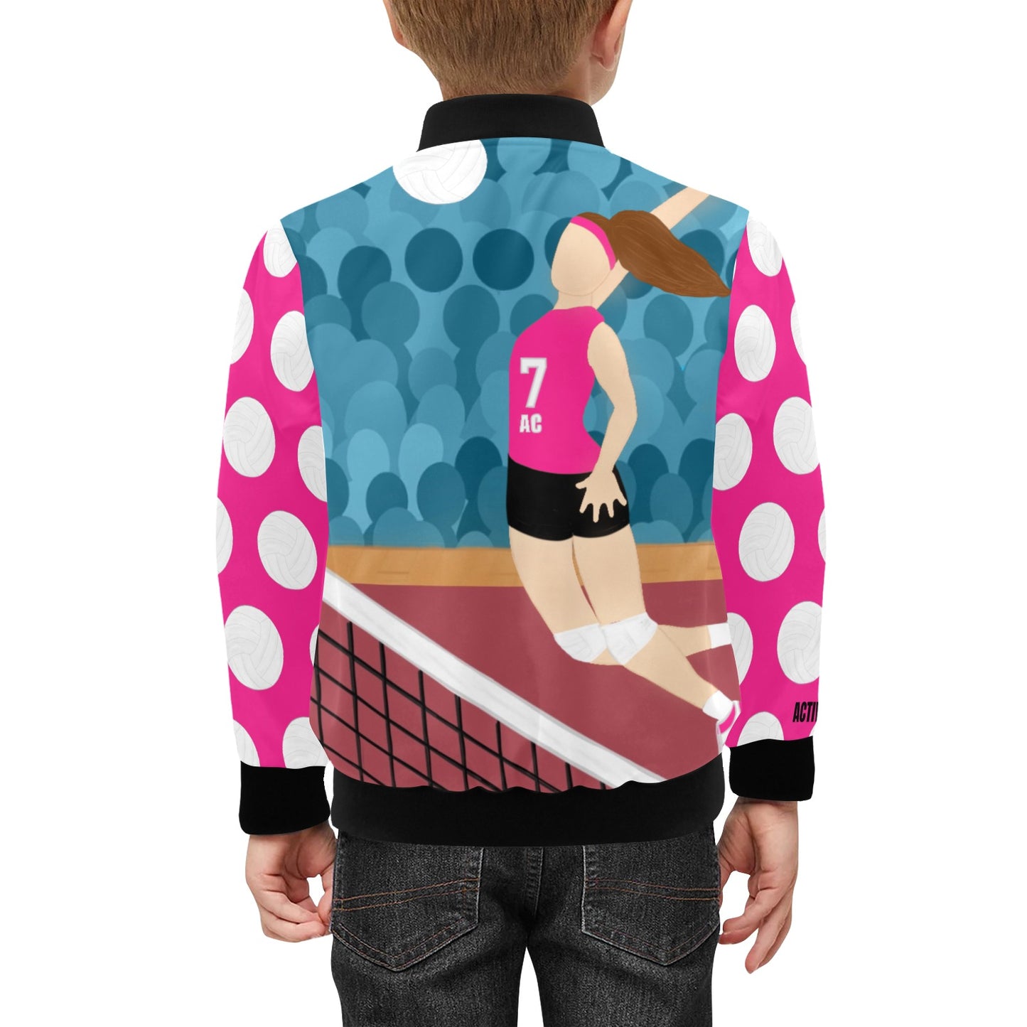 Active Cutie Volleyball Kid's Bomber Jacket (PICK YOUR SKIN TONE)